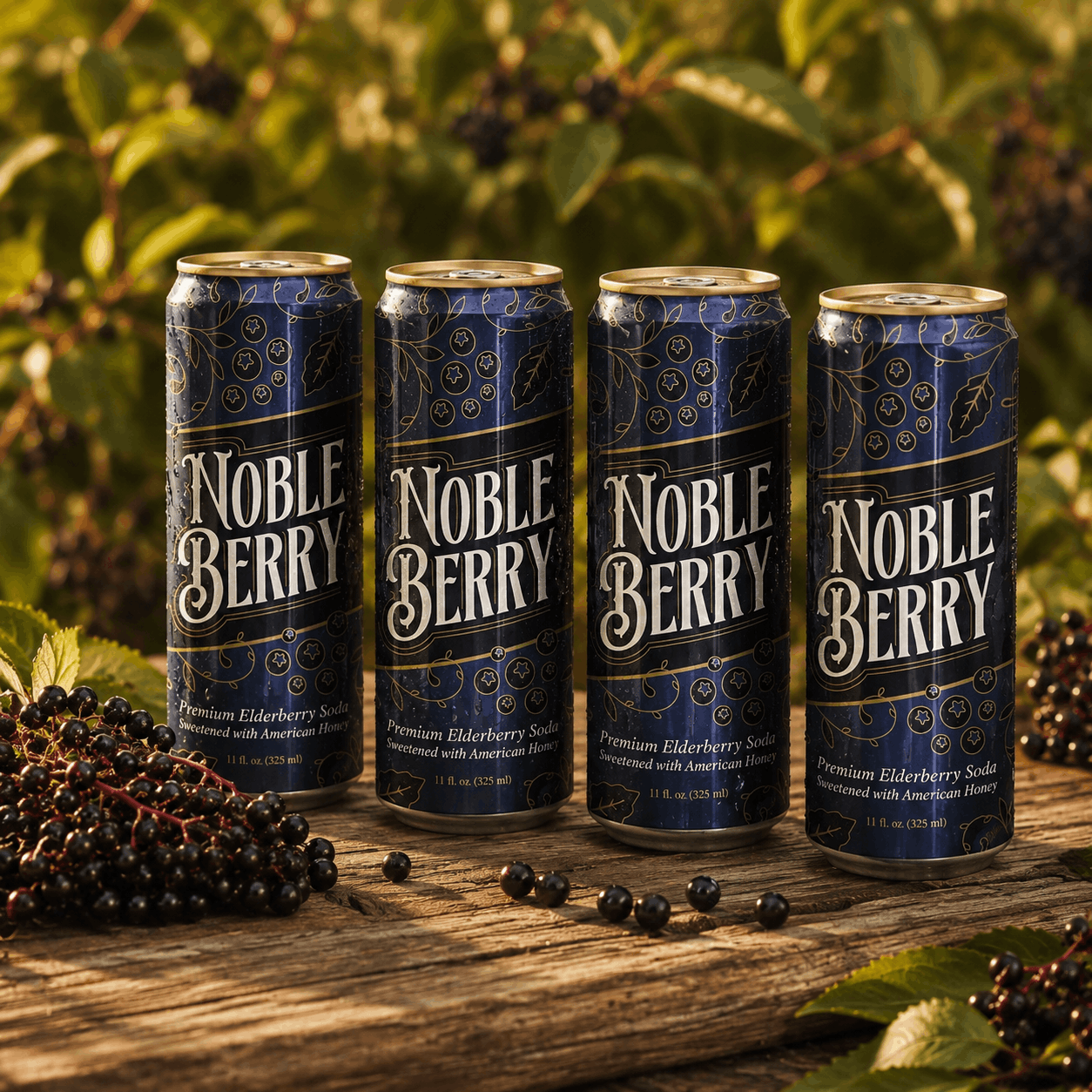 NobleBerry Premium Elderberry Soda – All-Natural Elderberry Honey Soda (11oz)