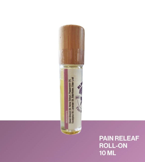 Pain Releaf roll-on bottle with wooden cap on a white background